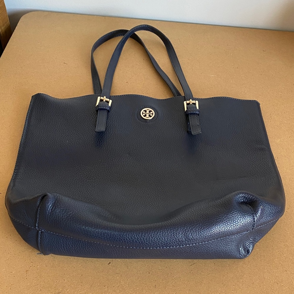 Tory Burch Dark Blue Leather Tote
